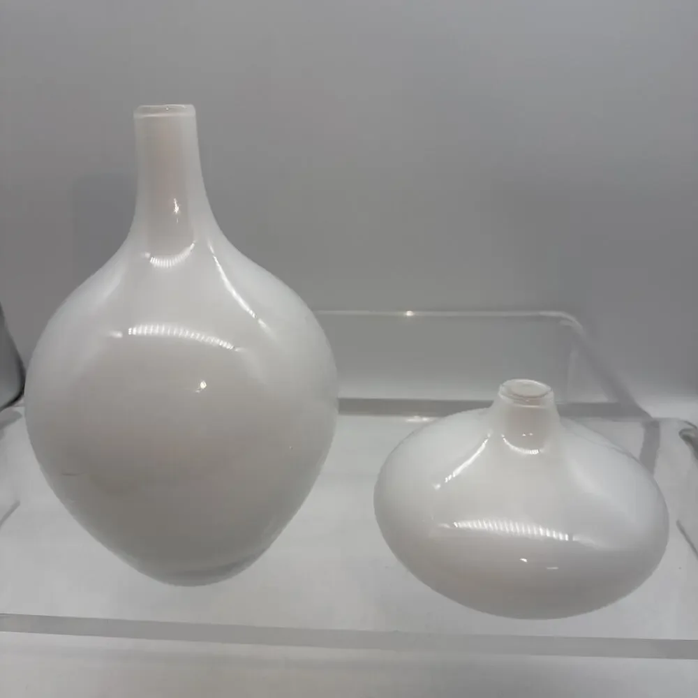 2 IKEA Modernist MCM White Salong Vase Glass Johanna Jelinek - Retired